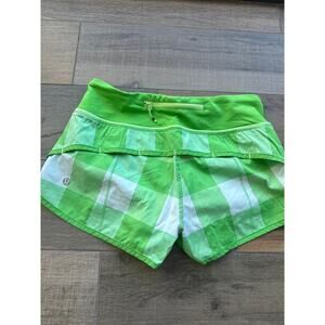 Lululemon Run Speed Short Gros Gingham Frond Green Size 4